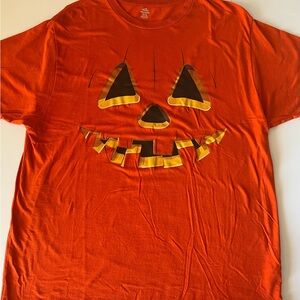 Orange Halloween Pumpkin Face Short Sleeve Tee